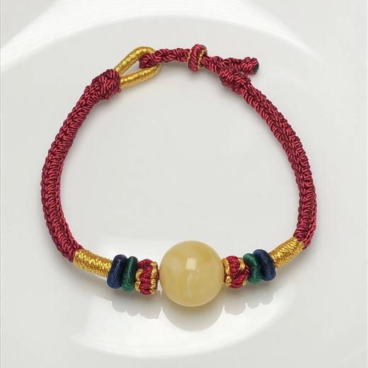 满蜜白花蜜蜡珠子 绳编八股辫手链（蜜蜡13毫米左右）饰品美物 商品图0