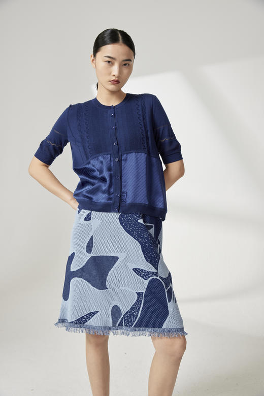 A字流苏提花针织半裙 SJS94W095K 商品图0