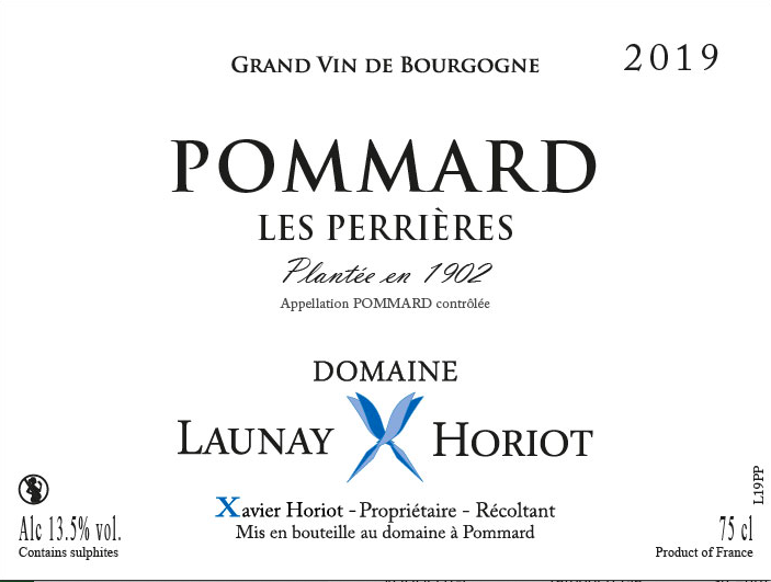 2019 Launay Horiot, Pommard les Perriers VP 1904【闪送】（65折）