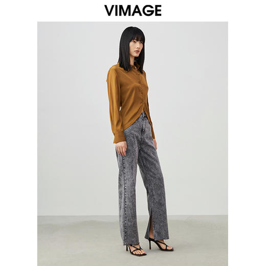 VIMAGE纬漫纪春季新款设计感显瘦收腰短款衬衫上衣女V1709309 商品图2