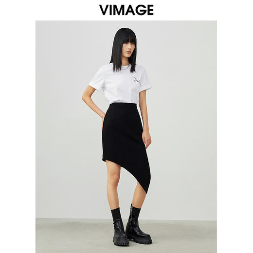 VIMAGE纬漫纪春夏季新款设计感修身短袖小上衣女T恤V1702312 商品图1