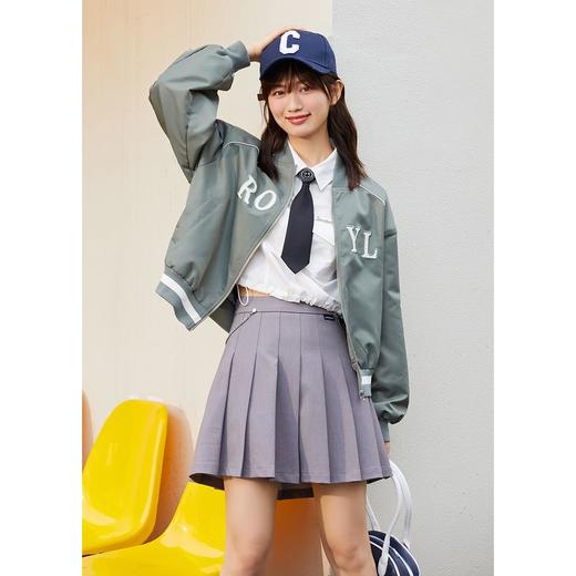 ZIHAN紫涵字母撞色棒球夹克2022春季新品短款简约学院风上衣外套Z2Z01BS257 商品图2