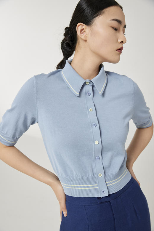 翻领撞色衬衫 SJS94W097K 商品图0