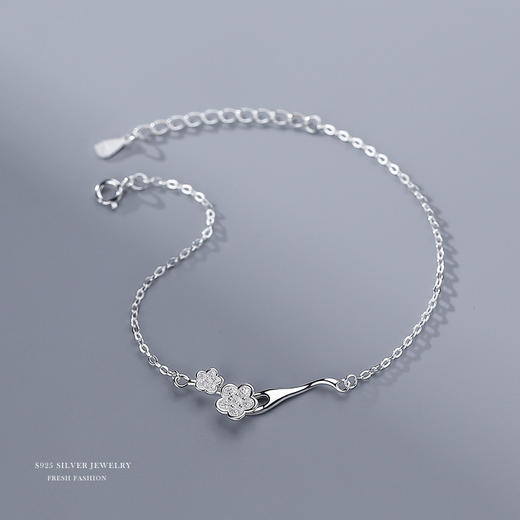 子佩集【桃花枝】S925银文艺可爱清新樱花朵手链【YXS-L561】 商品图2