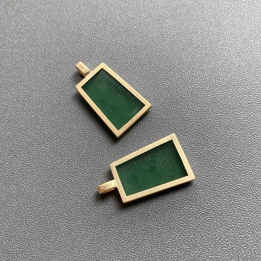 高冰种晴水绿翡翠平安无事牌18k黄金镶嵌 商品图6