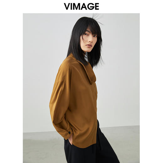 VIMAGE纬漫纪春季新款个性飘带显瘦收腰衬衫女V1709310 商品图2