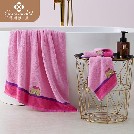 【line-friends正版联名】  绣花浴巾 85度高温不褪色 商品图6
