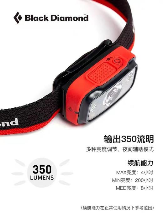 BlackDiamond黑钻BD头灯户外头戴式led灯强光钓鱼夜跑徒步 620659 spot350 商品图1