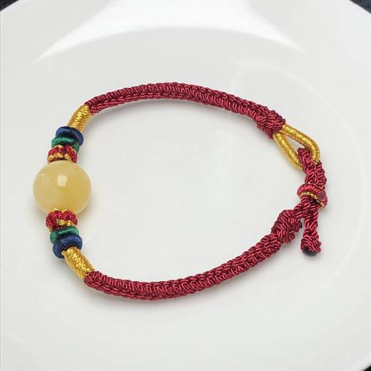 满蜜白花蜜蜡珠子 绳编八股辫手链（蜜蜡13毫米左右）饰品美物 商品图1