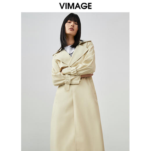 VIMAGE纬漫纪春季新款修身显瘦休闲系腰带风衣女外套V1704303 商品图2