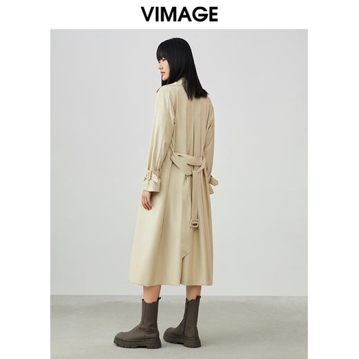 VIMAGE纬漫纪春季新款修身显瘦休闲系腰带风衣女外套V1704303 商品图4