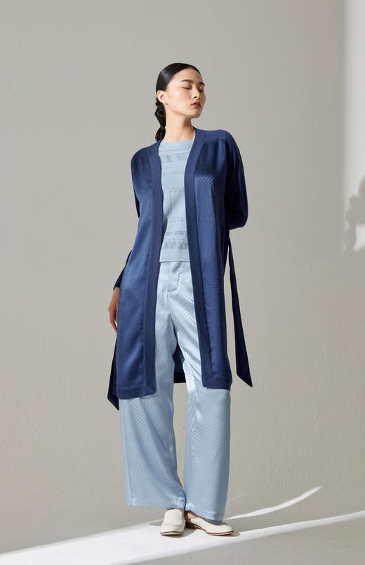 真丝羊绒针梭相拼长开衫 SJS94W031K 商品图5