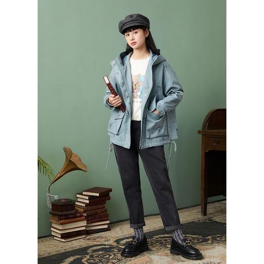 ZIHAN紫涵满版印花短款外套2022年春新款原创设计感连帽抽绳上衣Z2Z01AS150 商品图5