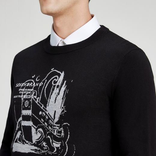 柒牌男士毛衣圆领春季新款时尚潮流含羊毛针织衫弹力保暖毛衫	122Y70060 商品图2