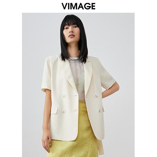 VIMAGE纬漫纪春夏季新款通勤纯色短袖宽松西装外套V1703310 商品图0