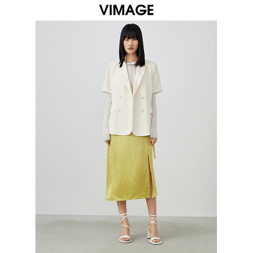VIMAGE纬漫纪春夏季新款通勤纯色短袖宽松西装外套V1703310 商品图1