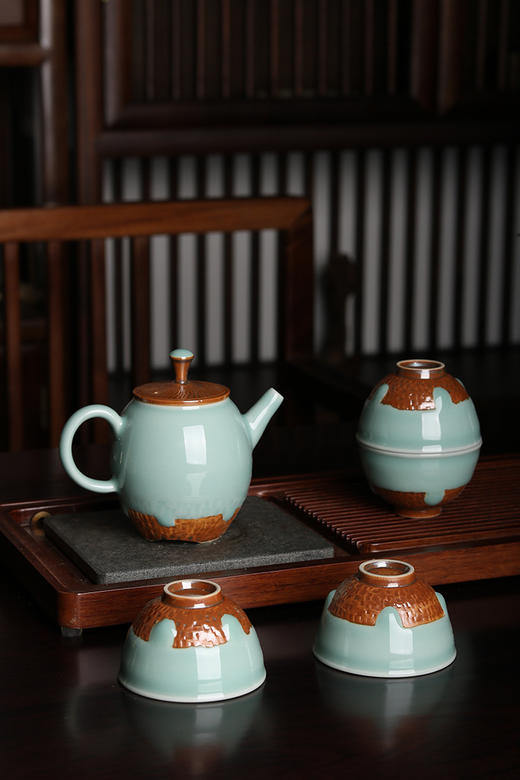 龙泉青瓷 跳刀粉青茶具 商品图2