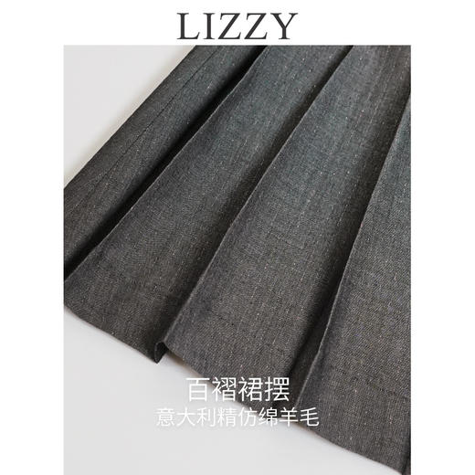 LIZZY春季复古优雅经典衬衫领金铳线条纹连衣裙风衣两穿2564 商品图2