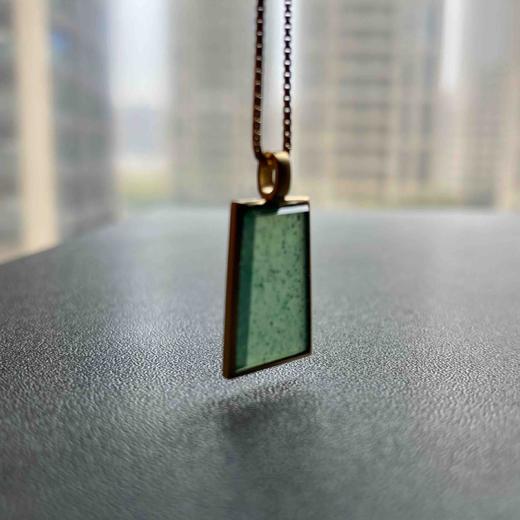 高冰种晴水绿翡翠平安无事牌18k黄金镶嵌 商品图10