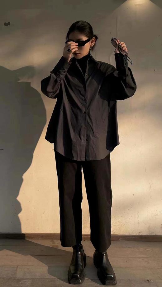 HIDEMI铁灰色经典廓形衬衫 商品图1