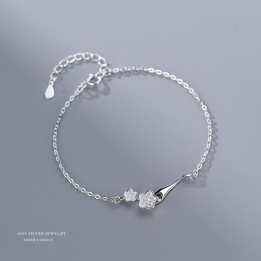 子佩集【桃花枝】S925银文艺可爱清新樱花朵手链【YXS-L561】 商品图3