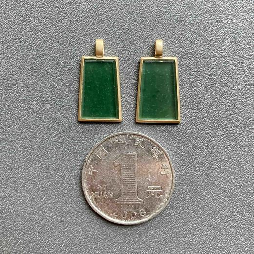高冰种晴水绿翡翠平安无事牌18k黄金镶嵌 商品图2