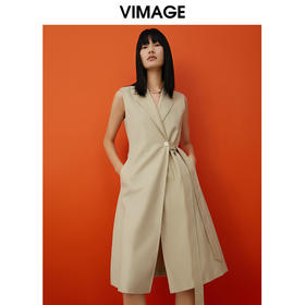 VIMAGE纬漫纪春夏季新款飞袖系带干练帅气修身A字西装连衣裙V1707353