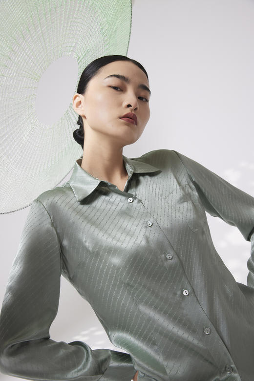 零字纹提花真丝女衬衫  SJS93W372B 商品图0