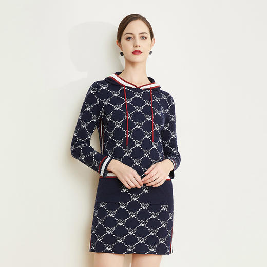 【LD604】瑟俪（斯尔丽高端）连帽连衣裙款优雅针织衫 商品图0