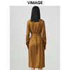VIMAGE纬漫纪春季新款系带长袖优雅显瘦裙摆开叉连衣裙V1707352 商品缩略图4