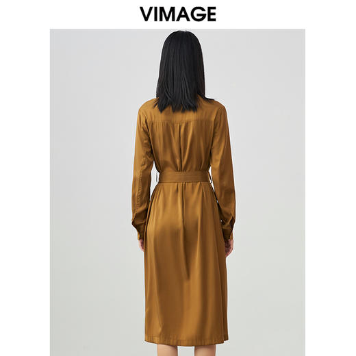 VIMAGE纬漫纪春季新款系带长袖优雅显瘦裙摆开叉连衣裙V1707352 商品图4