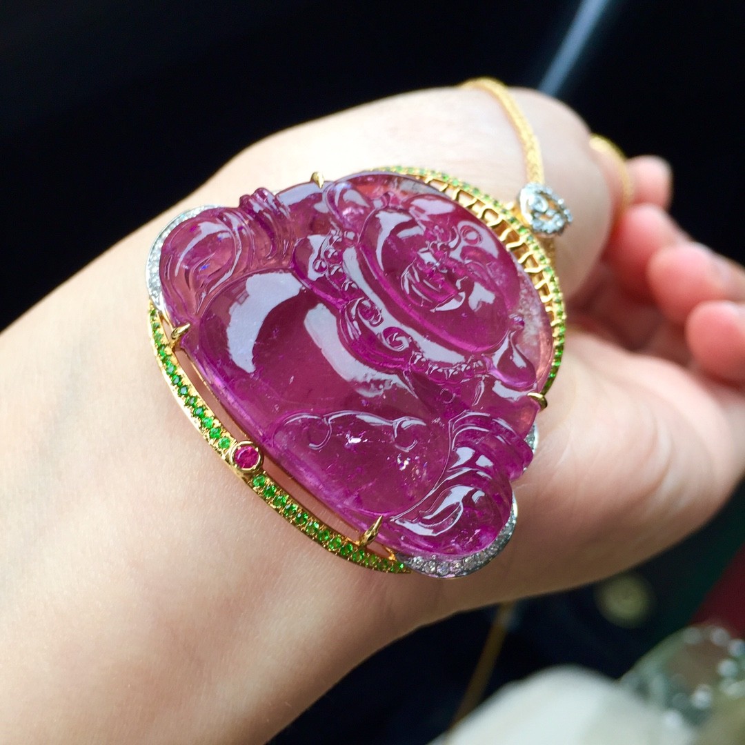 38克 天然紫碧玺佛吊坠