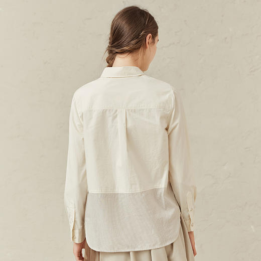 Famecoco范可儿拼接条纹衬衫女早春小众别致上衣F221BA015 商品图1