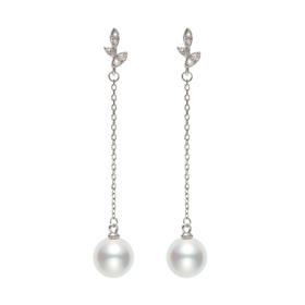 美裕 【花颜】银925淡水珍珠耳钉 9-10mm白 104970