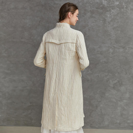 famecoco范可儿春秋款女士外套杏色长款外衣F221AB003 商品图3