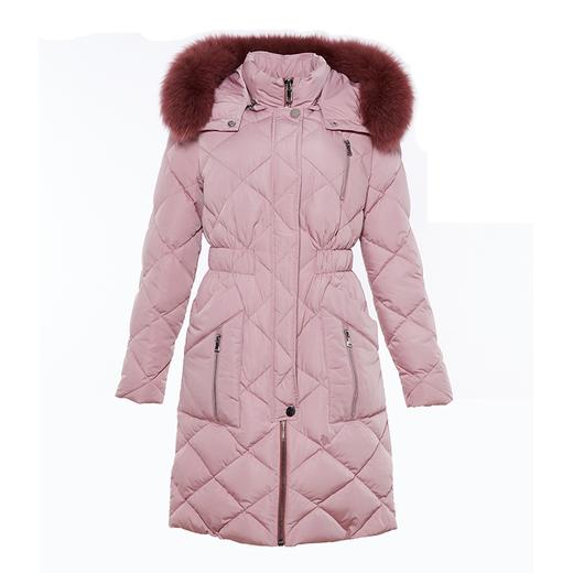 粉色收腰长羽绒服外套 商品图0