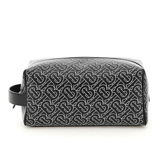 BURBERRY 博柏利 男士黑色白色TB专属标识印花皮革旅行收纳袋手拿包 男士手包 混色 8049323 A6590 商品图0