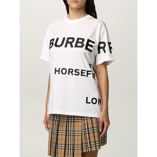 BURBERRY 博柏利 Horseferry 印花棉质宽松 T 恤衫 女士圆领短袖T恤 白色 8048748 A1464 商品图3