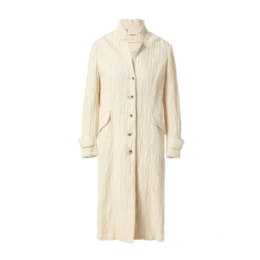 famecoco范可儿春秋款女士外套杏色长款外衣F221AB003 商品图5