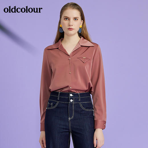 oldcolour欧珂2022春新商场同款长袖衬衫套头衫女O11013122 商品图2