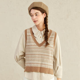 famecoco范可儿小香风女士马甲春日系叠穿针织背心F221CA010
