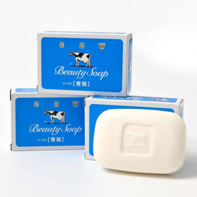 日本 cow牛牌皂 牛乳石碱香皂社 清爽牛奶香皂蓝盒