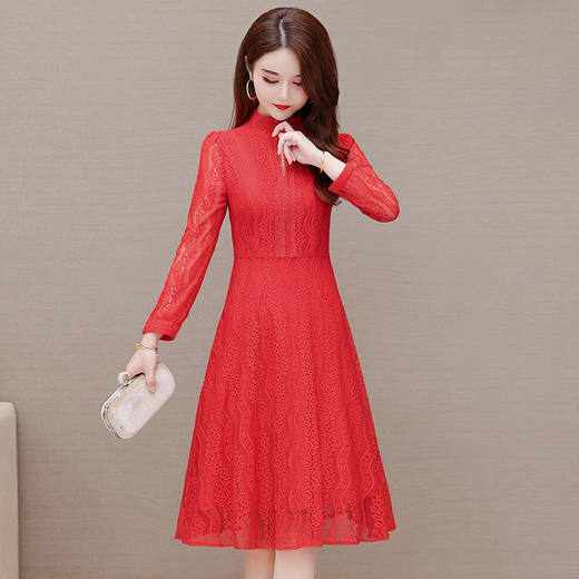 YWE M21317蕾丝连衣裙修身气质大码女人味裙 商品图2