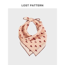 双成记桃心印花真丝双绉小方巾