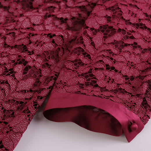 麦克斯菲瑞娃娃领气质修身酒红连衣裙mh1l136 商品图3