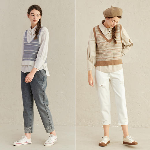 famecoco范可儿小香风女士马甲春日系叠穿针织背心F221CA010 商品图4