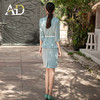 AD高端气质蓝色职业装套装女秋季不规则设计七分袖西装套裙正式装 商品缩略图4