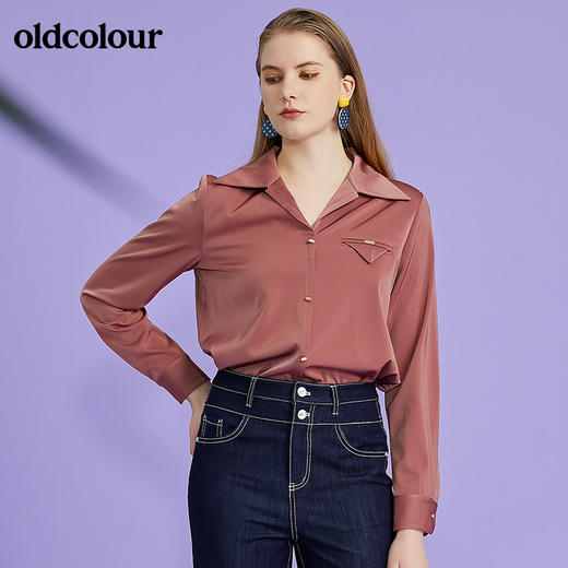oldcolour欧珂2022春新商场同款长袖衬衫套头衫女O11013122 商品图3