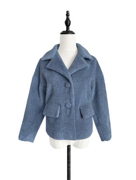TYNVIE 落肩西装领短外套-雾霾蓝