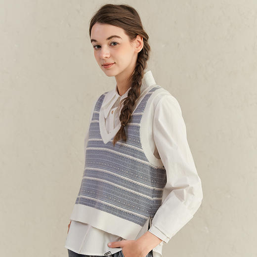 famecoco范可儿小香风女士马甲春日系叠穿针织背心F221CA010 商品图3